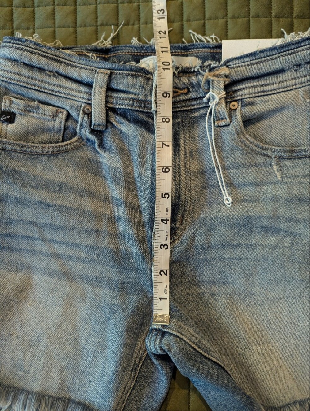 KanCan Women's High Rise Light Blue Denim Frayed Hem Shorts Medium - Picture 5 of 9